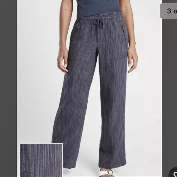 ATHLETA  Cabo Linen Textured Wide Leg Pant NWT - Picture 2 of 4